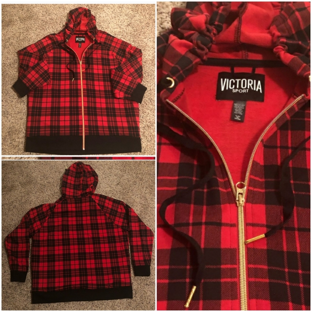 Victorias Secret Sport plaid zip up hoodie